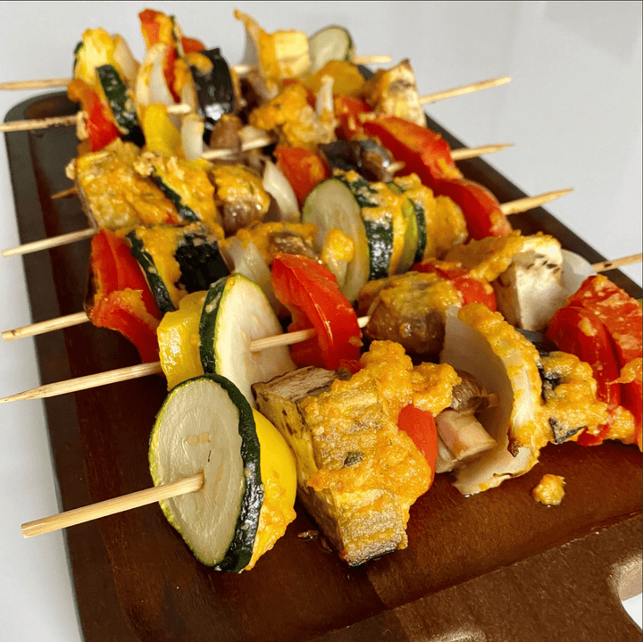 Sommerküche am Spieß – Vegannett Gemüsespieße mit Rosmarin-Glasur