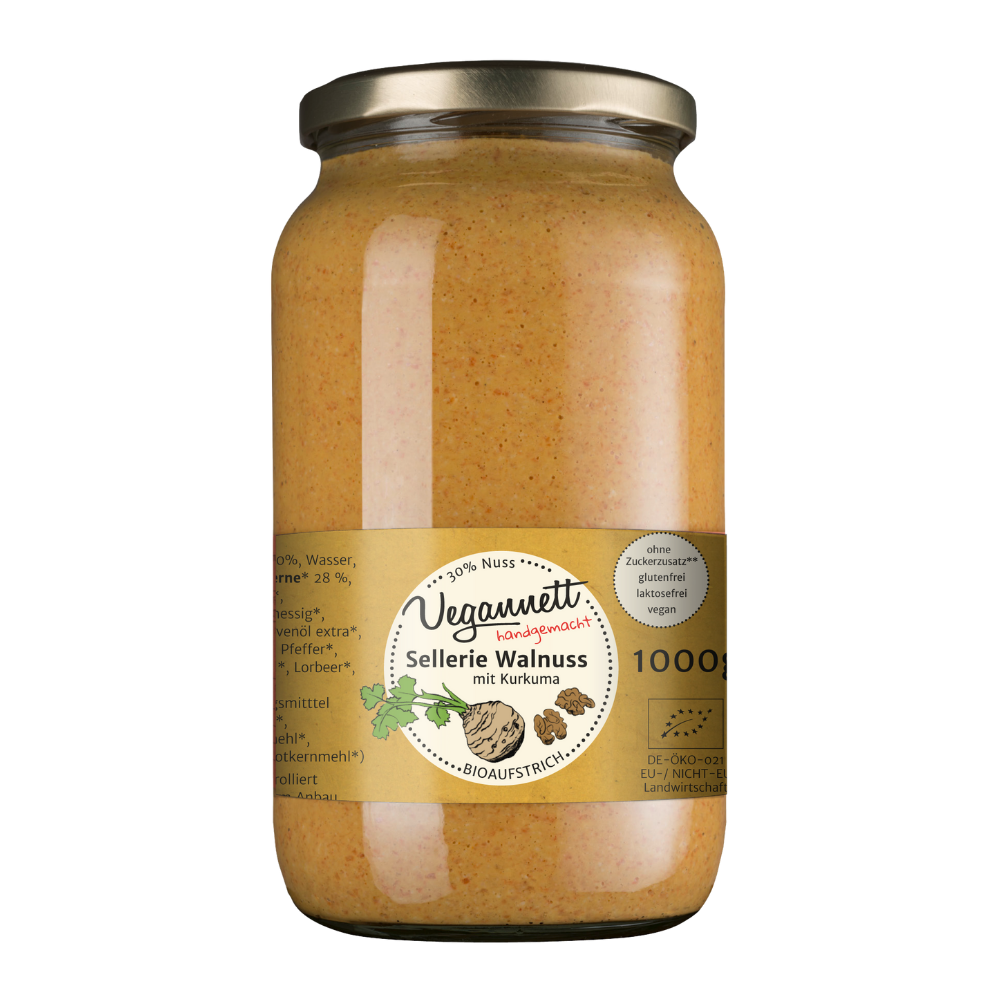 Bio Brotaufstrich Sellerie-Walnuss mit Kurkuma