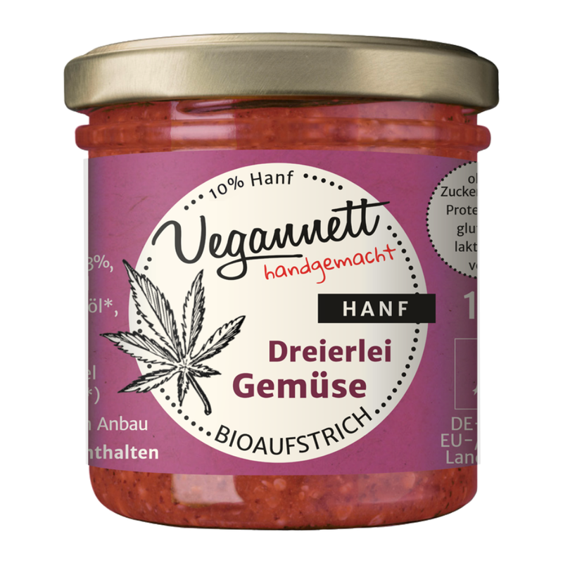 Bio Brotaufstrich Dreierlei Gemüse mit Hanfsaat