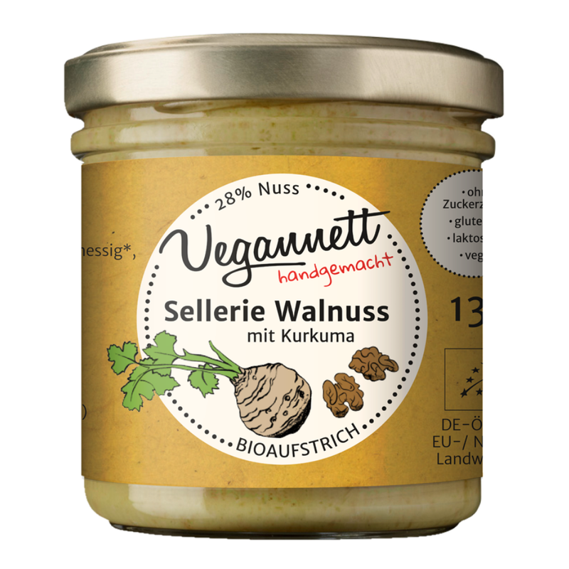 Bio Brotaufstrich Sellerie-Walnuss mit Kurkuma