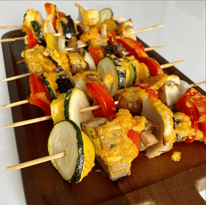 Sommerküche am Spieß – Vegannett Gemüsespieße mit Rosmarin-Glasur