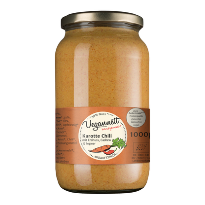 Bio Brotaufstrich Karotte-Chili mit Cashew & Erdnuss
