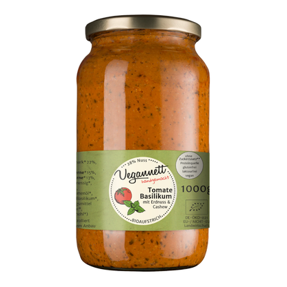 Bio Brotaufstrich Tomate-Basilikum mit Cashew & Erdnuss