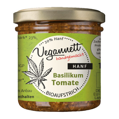 Bio Brotaufstrich Basilikum-Tomate mit Hanfsaat