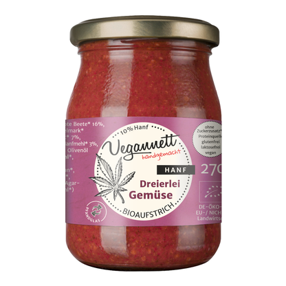 Bio Brotaufstrich Dreierlei Gemüse mit Hanfsaat