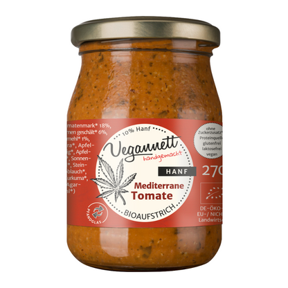 Bio Brotaufstrich Mediterrane Tomate mit Hanfsaat