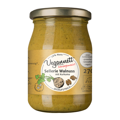 Bio Brotaufstrich Sellerie-Walnuss mit Kurkuma