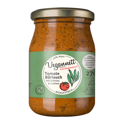 Bio Brotaufstrich Tomate-Bärlauch mit Cashew & Erdnuss