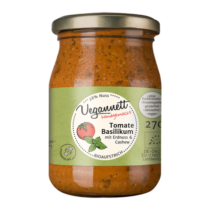 Bio Brotaufstrich Tomate-Basilikum mit Cashew & Erdnuss