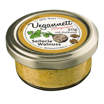 Bio Brotaufstrich Sellerie-Walnuss mit Kurkuma