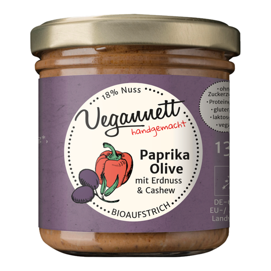 Bio Brotaufstrich Paprika-Olive mit Erdnuss & Cashew