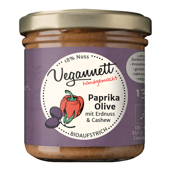 Bio Brotaufstrich Paprika-Olive mit Erdnuss & Cashew