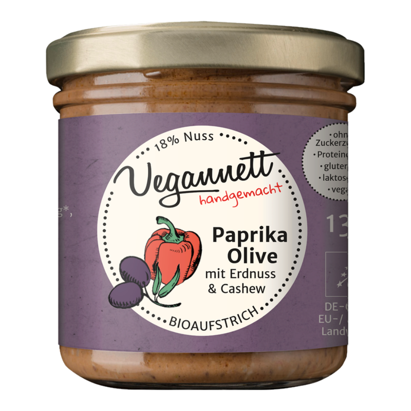 Bio Brotaufstrich Paprika-Olive mit Erdnuss & Cashew