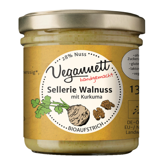 Bio Brotaufstrich Sellerie-Walnuss mit Kurkuma