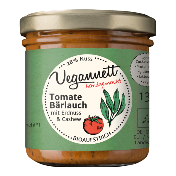 Bio Brotaufstrich Tomate-Bärlauch mit Cashew & Erdnuss