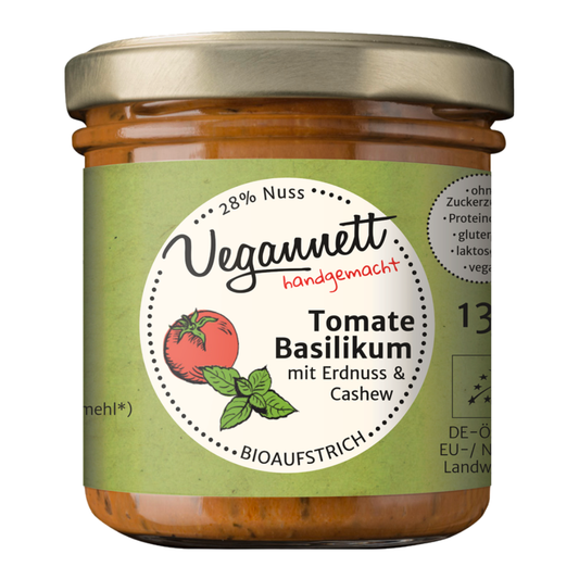 Bio Brotaufstrich Tomate-Basilikum mit Cashew & Erdnuss
