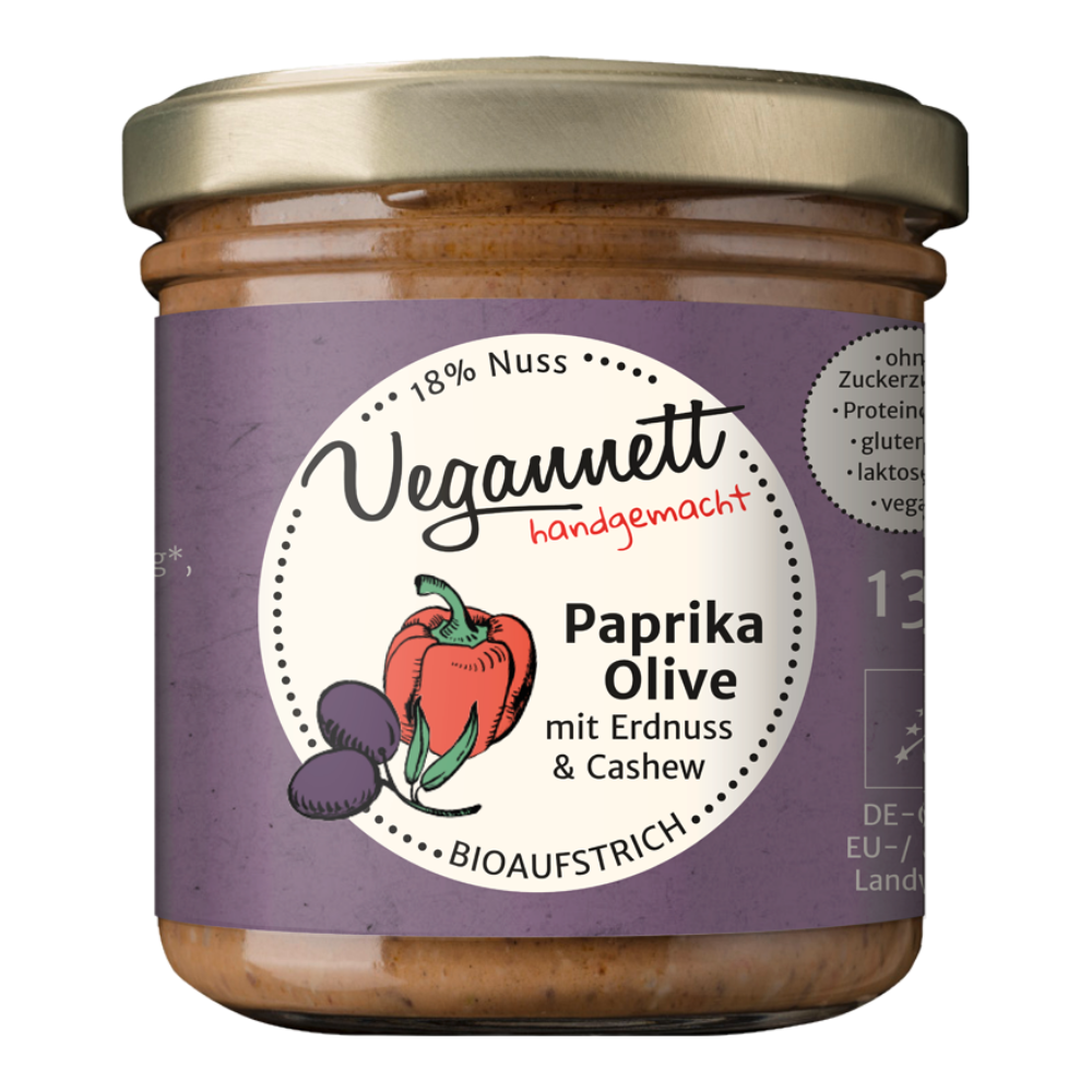Bio Brotaufstrich Paprika-Olive mit Erdnuss & Cashew