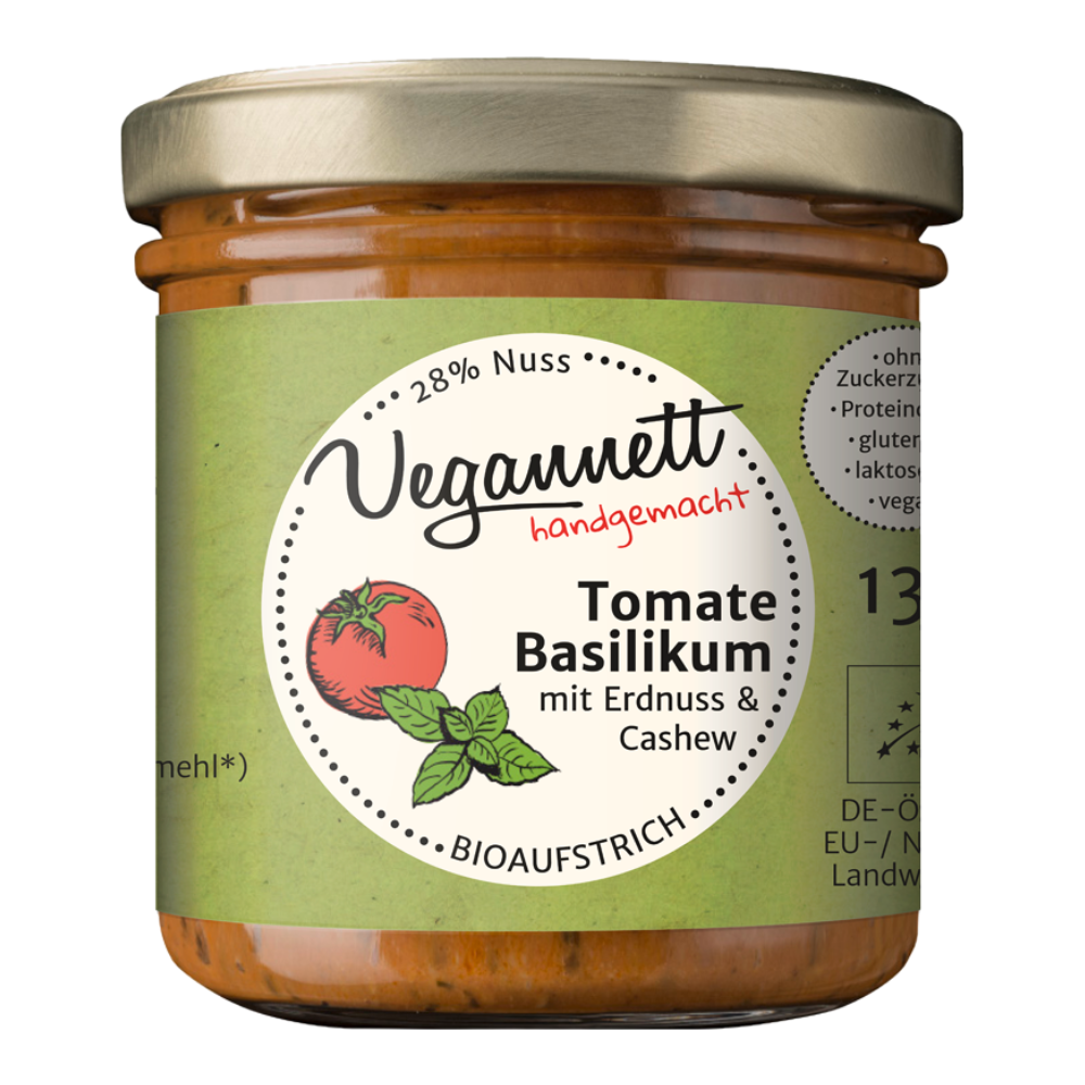 Bio Brotaufstrich Tomate-Basilikum mit Cashew & Erdnuss